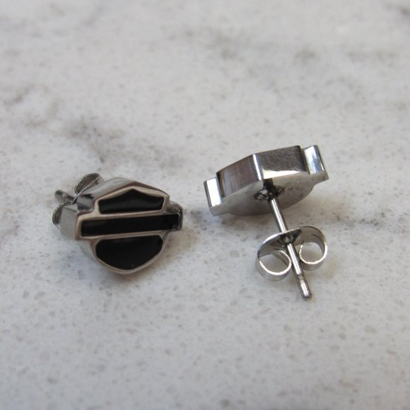 Women's Harley Davidson Black Steel Stud Earrings! - Picture 5 of 7